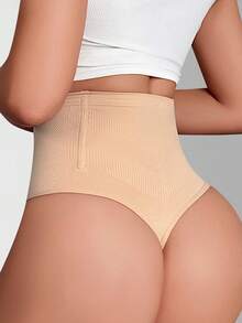 SHEIN Women's High Elastic Seamless Shaping Underwear Briefs - Coral Pink - View 4
