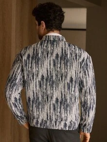 Manfinity BRENVOR 男士时尚扎染短款夹克，秋季，适合秋冬 - 彩色 - 查看 2