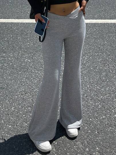 DAZY 女式交叉腰喇叭腿运动裤