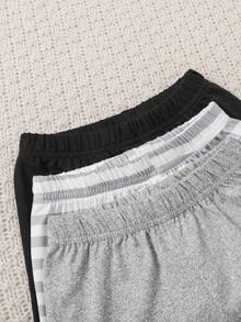 SHEIN Playful Pals Bộ trang phục mùa hè 6 món cho bé trai/bé gái, gồm 3 màu: Đen, Trắng, Áo không tay và quần short kẻ sọc, Thoải mái, Thường ngày, Đa năng và Thích hợp để mặc hàng ngày - Xám - Xem 5