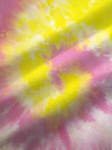 SpongeBob SquarePants | SHEIN 大码女式夏季休闲日常度假趣味可爱卡通扎染印花宽松落肩T恤 - 白色 - 查看 6