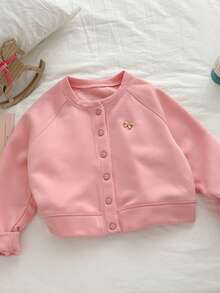 Genkimix Kids Kurtka w jednolitym kolorze z kokardą 3D dla dziewcząt w wieku 1/2 lat