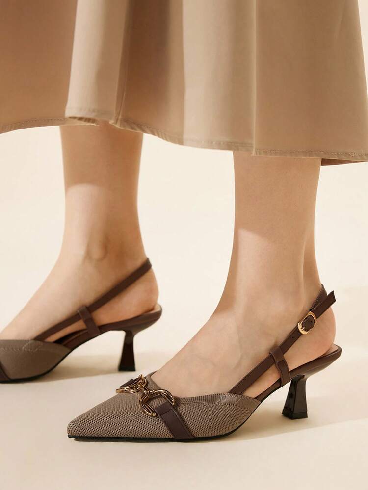 CUCCOO BASICS Women's Fashion Khaki Buckle Strap Pointed Toe High Heel Pumps, Suitable For Commuting, Party, And Dating For Christmas Spring Shoes