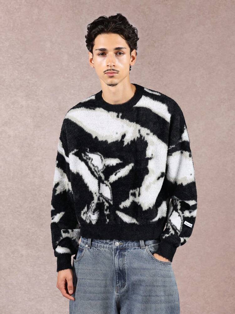 Textured Knit Crew Neck Jumper With Ribbed Trim