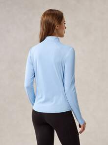 OutZeal 女士运动卫衣健身服高尔夫POLO衫长袖防紫外线凉爽触感立领半拉链上衣 - 淺藍色 - 查看 8