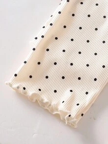 SHEIN Vintaside Kids 女婴圆点印花圆领长袖T恤和裤子两件套 - 彩色 - 查看 3