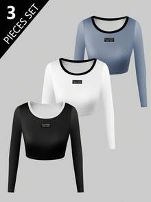 3pcs/Pack Back To School Fashion  Tween Girls Undershirt - Multicolor - View 1