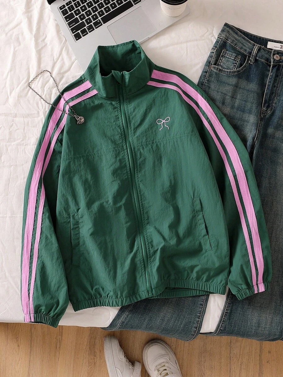 SHEIN Casual Outdoor Daily Versatile Zip-Up Long Sleeve Tween Girls Coats Fall Winter