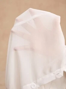 SHEIN 少女纯色轻薄夏季纽扣衬衫，适合秋冬季穿着 - 白色 - 查看 7