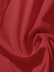 GlowEve 女士纯色单排扣优雅直筒通勤裙 - 紅色 - 查看 3