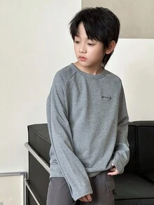 SHEIN Little Byeori Tween Boy 3pcs Casual Letter Pattern Raglan Long Sleeve T-Shirts Fall Winter - Multicolor - View 7