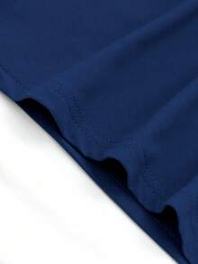 EMERY ROSE Halloween Themed Plus Size Graphic T-Shirt, Casual And Comfortable Round Neck T-Shirt, Halloween T-Shirt, Suitable For Summer - Navy Blue - View 4