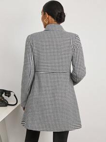 MaterniWear Pregnant Women's Casual Houndstooth Three-In-One Jacket Business Casual Women's Coat With Velvet Lining For Warmth  Winter Coats Office Wear  Winter  Chic Women's Jacket  Fleece Winter Coat - Black and White - View 2