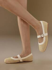 Styleloop Bailarinas casuales con diseño de hebilla y calado, adecuadas para Halloween, Navidad y otoño - Amarillo - Ver 5