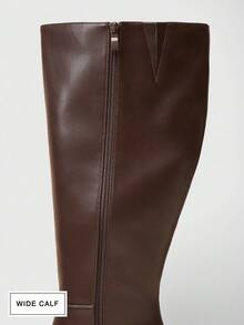 SHUZIA Botas altas hasta la rodilla con punta almendrada y tacón ancho para mujer - Marrón - Ver 6