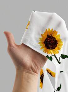 SHEIN EZwear Đầm Maxi Ôm Body Tối Giản Thường Ngày Cỡ Lớn Cho Nữ, Họa Tiết Hoa Hướng Dương, Thích Hợp Cho Mùa Hè - Nhiều màu - Xem 5