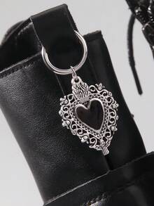 ROMWE 2pcs/Set Vintage Gothic Devil Eye & Heart Pendant Shoe Boot Bag Decoration Accessories - Black - View 3