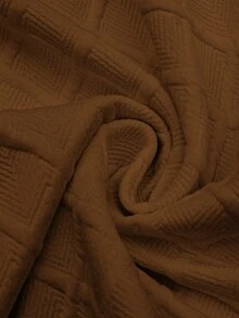 EMERY ROSE Women's Knitted Textured Front Zip Round Neck Sweatshirt In White In Fall/Winter - Brown - View 6