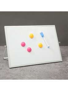 1pc Random Aluminum Alloy Frame Tabletop Whiteboard, Double-Sided Folding Magnetic Dry Erase Board, Office Supplies Back To School