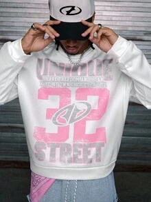 AXEPEAK 男士休闲宽松圆领长袖套头衫，秋冬 - 白色 - 查看 5