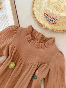 Blossori Baby Mädchen Französisch elegantes Rüschenkleid mit Langarm