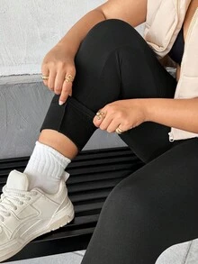 Auralis Quần legging lót nhiệt cỡ lớn dành cho nữ có kiểm soát bụng, quần bó giữ nhiệt mùa đông, quần tập yoga cạp cao, thời tiết lạnh để tập luyện yoga, chạy bộ, đi bộ đường dài, quần legging đen lót nhiệt dày cho mùa đông, quần tập yoga màu đen, quần legging thu/đông cho nữ - màu đen - Xem 6