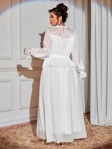 Cravure Christmas Plus Size Women Elegant Pearl & Diamond Embellished Long Sleeve Cocktail Party Dress Fall Cloth For Women