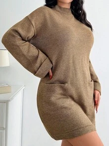 EURMUSE Women's Casual Pocket Sweater, Daily Wear, Comfortable, Fall, Winter - Brown - View 5