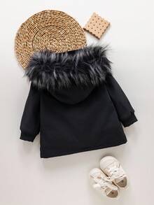 Emery Rose Kids Emery Rose Kids 女婴可爱黑色保暖内衬连帽外套，百搭秋冬 - 黑色 - 查看 2