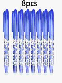 5/8/12 件套蓝色可擦笔（带橡皮擦）、摩擦笔（末端带橡皮擦）、可擦除凝胶笔、儿童和成人书写工具、开学季返校用品、男孩背包铅笔笔、圣诞装饰、客厅装饰 - 藍色 - 查看 13