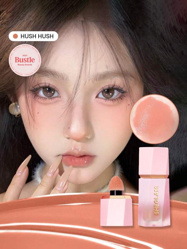 SHEGLAM Color Bloom Liquid Blush Matte Finish-Hush Hush Gel Cream Blush Long Lasting Non-Fading Highly Pigmented Lightweight Long Wear Smooth Blusher Rare Brand Beauty Makeup Face Paint Cosmetic For Women Girls Perfect For Fall Winter Ideal For Y2K Fancy Fashion Suitable For Birthday Christmas Present Party Ready Best Color
