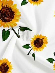 SHEIN EZwear Đầm Maxi Ôm Body Tối Giản Thường Ngày Cỡ Lớn Cho Nữ, Họa Tiết Hoa Hướng Dương, Thích Hợp Cho Mùa Hè - Nhiều màu - Xem 3