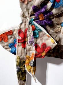 EMERY ROSE Conjunto de dos piezas de blusa de mangas de murciélago con estampado floral vintage y pantalones sólidos caqui para el Día del Maestro, Día de Regreso a Clases, Madre de la Novia, Elegante Atuendo para Eventos y Fiestas de Señoras, Talla Grande