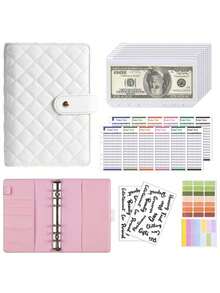 1Set A6 PU Leather Binder Planner, Budget 6 Ring Notebook With Stylish Design, Multi-Functional Personal Organizer Binder, Cash Budget Folder, Complete Money Planner Organizer Expense Tracker, Saving And Budgeting - Multicolor - View 7