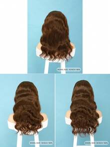 中等棕色無膠假髮適合女士小波浪4X4蕾絲前假髮人類頭髮無膠蕾絲閉合假髮180%密度16-20英寸 - S4 - 查看 4