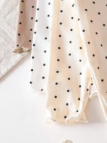 SHEIN Vintaside Kids 女婴圆点印花圆领长袖T恤和裤子两件套 - 彩色 - 查看 5