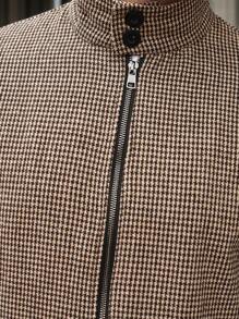 Manfinity CasualCool Áo khoác kẻ caro kéo khóa cổ điển thường ngày dành cho nam, mùa thu - Cà phê nâu - Xem 3