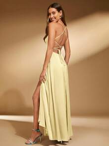 SHEIN Belle Women's Solid Color Criss-Cross Strap Dress