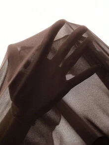 MaterniChic 孕妇纯色立领插肩袖荷叶边下摆时尚连衣裙 - 棕色 - 查看 6