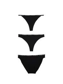 Tommy Hilfiger 3 Pack Multi Shape Women's Briefs - Black - View 1