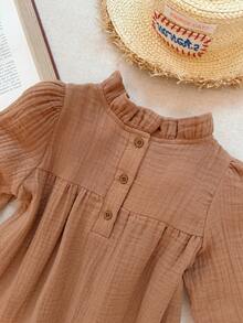 Blossori Baby Mädchen Französisch elegantes Rüschenkleid mit Langarm