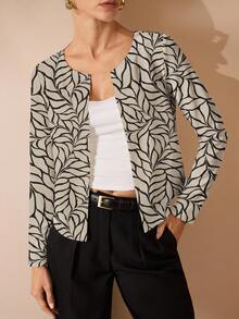 Shutterstock Glamance Casual Plant Print Women Jacket, Suitable For Autumn - Multicolor - View 1