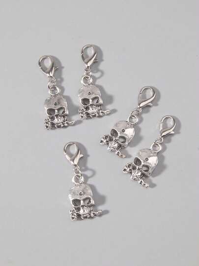 5 pièces Décorations de chaussures gothiques vintage avec roses et crânes