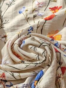 SHEIN LUNE CURVE Plus Size Women Summer New Arrival Colorful Print Casual Commute Vacation Style Frill Trim Short Sleeve Fashion Stylish Loose Flattering Regular Blouse - Multicolor - View 7