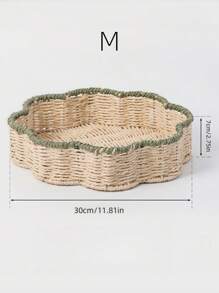 Cirelle 1pc Handwoven Paper Rope Storage Basket, Retro Wicker-Style Floral-Shape Organizer For Fruits, Vegetables, Snacks, Decorative Boho Tray For Living Room, Kitchen, Tabletop, Home Decor, Rama Table Decor, Refreshing Spring/Summer Decor, B&B Decor, High-End Hotel Supplies, Housewarming Gift - Multicolor - View 10