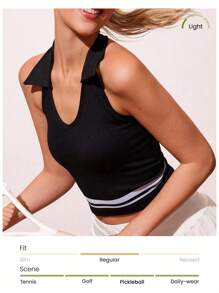 CourtClass 女式挂脖日常健身运动条纹背心 - 彩色 - 查看 4