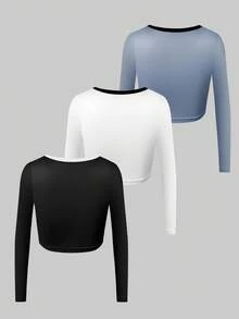 3pcs/Pack Back To School Fashion  Tween Girls Undershirt - Multicolor - View 2