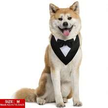 1 件套狗狗礼服、正式狗狗婚礼头巾、带领结的狗狗项圈、狗狗生日服装、可调节宠物派对礼服狗狗婚礼服装、狗狗情人节服装角色扮演，适合小型、中型、大型宠物 - 黑與白 - 查看 3