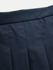 Sparklyn 女童百褶高腰裙，内置安全短裤，二合一裙裤，四季百搭，可搭配衬衫、T恤、Polo衫、连帽衫、夹克 - 藏蓝色 - 查看 5