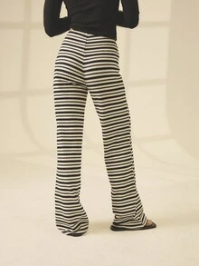 Aralina 女式松紧腰条纹喇叭休闲裤